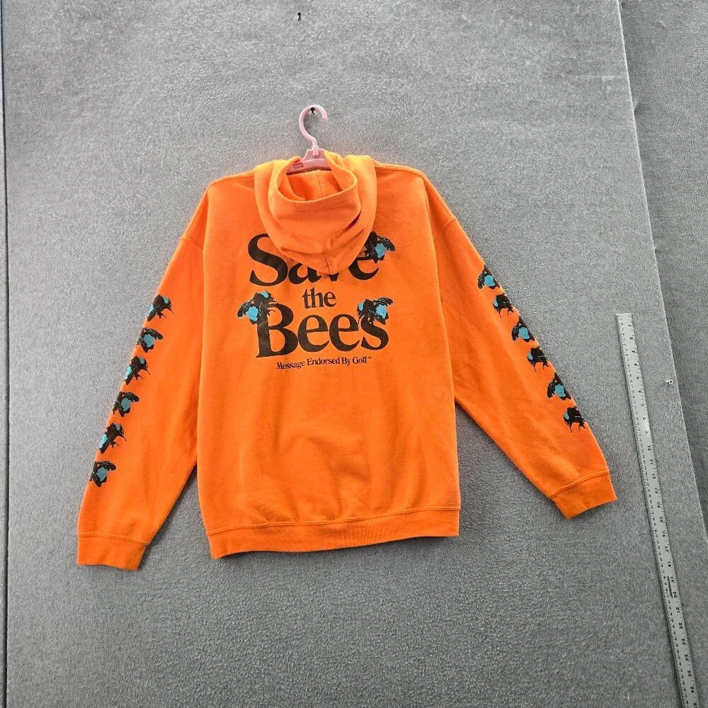Golf Wang Men‎ Hoodie L Orange Save The Bees Graphic Print Fleece Pullover READ